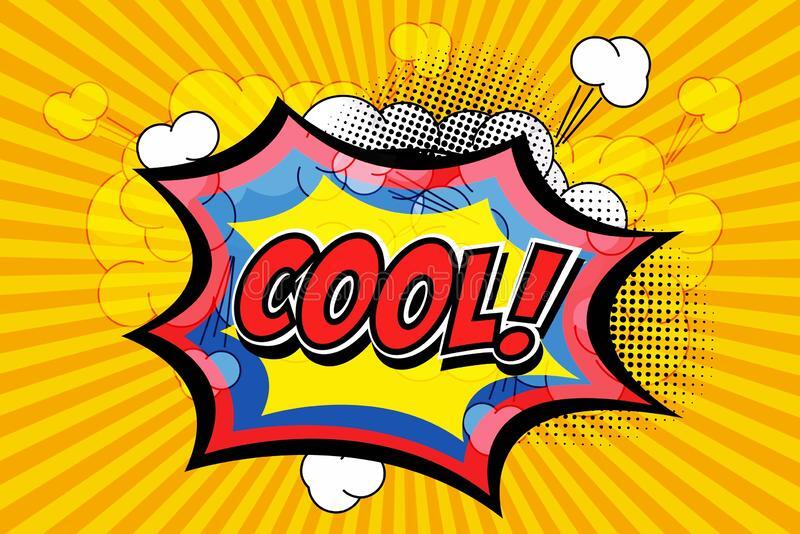 Cool - Comic Book, Cartoon Expression on Orange Background. Illustration Design Stock Photo - Image of word, cloud: 158638432
