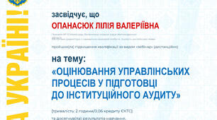 Вебінар на тему: "Оцінювання управлінських процесів у підготовці до інституційного аудиту"