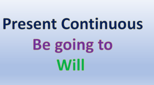 Present Continuous, be going to, will 