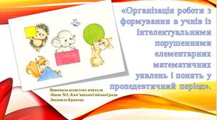 «Організація роботи з формування в учнів із інтелектуальними порушеннями елементарних математичних уявлень і понять у пропедевтичний період».