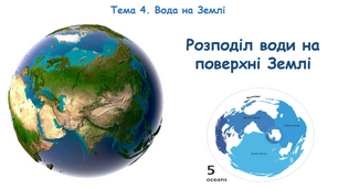 Презентація "Тема 4. Вода на Землі. Розподіл води на поверхні Землі"