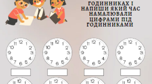 Методичний матеріл "Визначення часу за годинником"