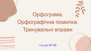 Презентація-конспект "Орфограма.Орфографічна помилка. Тренувальні вправи."
