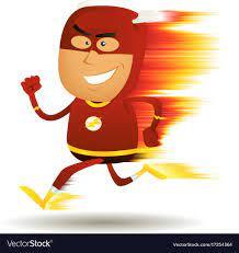 Comic fast running superhero Royalty Free Vector Image