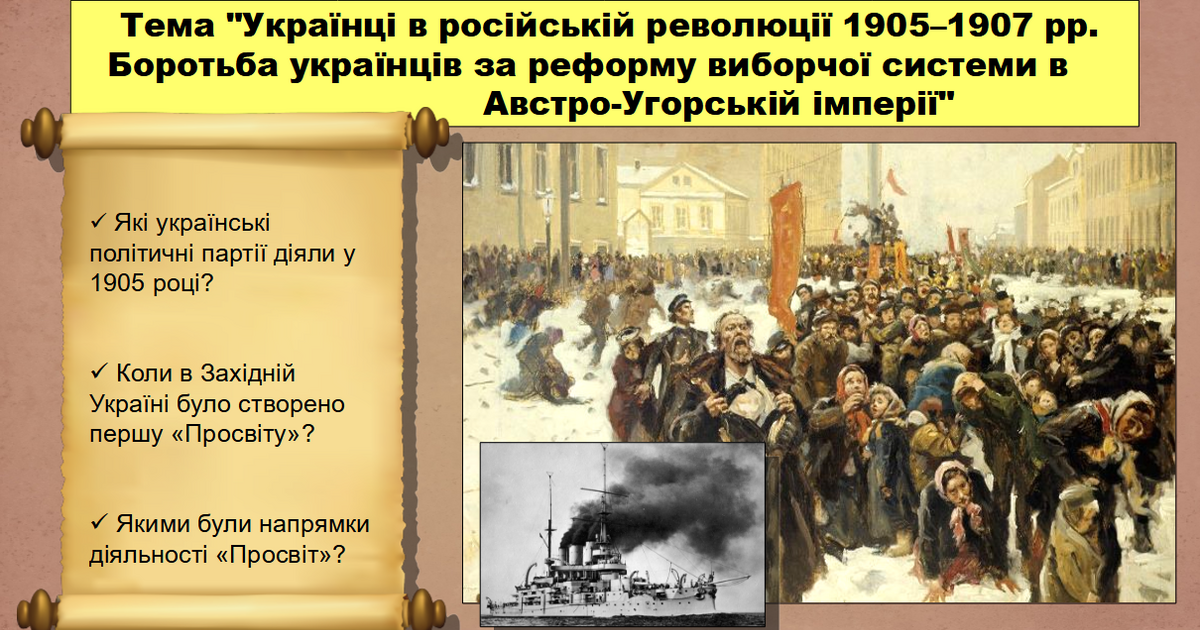 Консолідація української нації. Українці в російській революції 1905 ...
