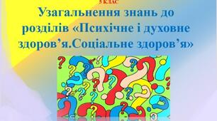 Презентація " Узагальнення знань з теми"Психічне і духовне здоров'я.Соціальне здоров'я""