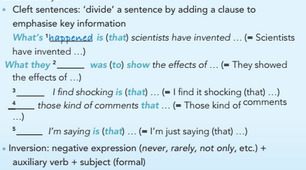 8.5 Emphasis: cleft sentences and inversion
