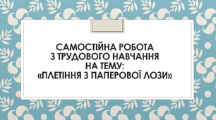Самостійна робота з трудового навчання на тему: «Плетіння з паперової лози»