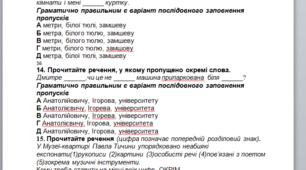 Розробка НМТ з української мови,6 варіант.