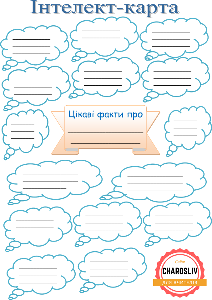 Інтелект-карта "Цікаві відомості з життя письменника": шаблон для заповнення