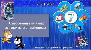 Презентація "Створення лінійних алгоритмів зі змінними_7 клас"