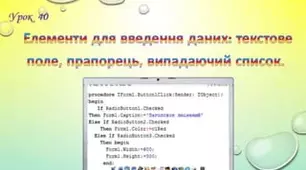 Елементи для введення даних: текстове поле, прапорець, випадаючий список.