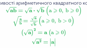 Властивості арифметичного квадратного кореня