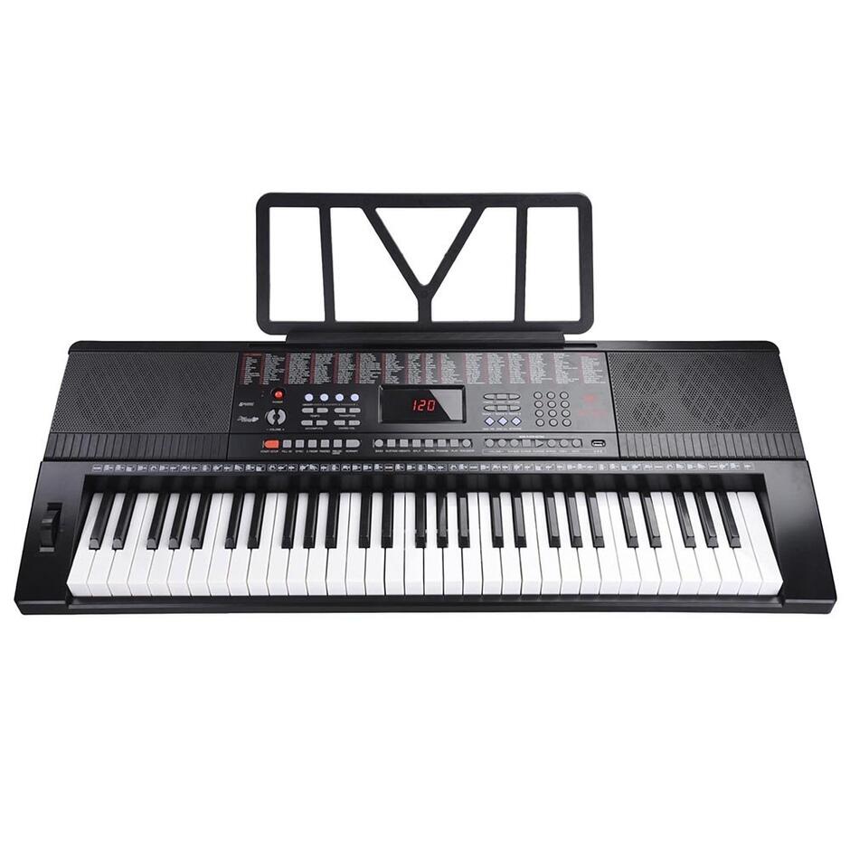 Amazon.com: AW 61 Key Full Size Electronic Electric Keyboard Piano LCD Digital Display USB Input MP3 Demo Songs for Beginners Black : Musical Instruments