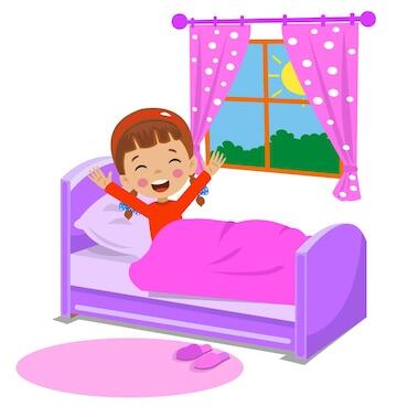 Premium Vector | Cute kid waking up in the morning