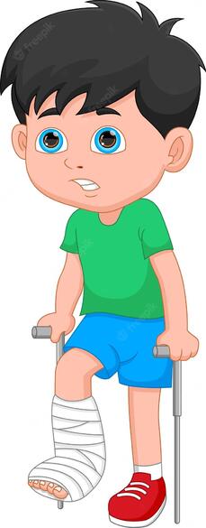 Premium Vector | Boy with broken leg and using crutches