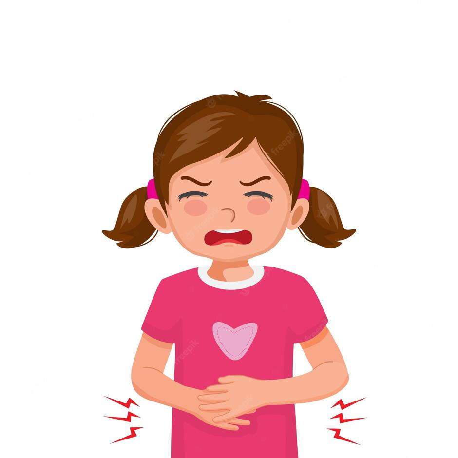 Premium Vector | Cute little girl suffering from stomach ache diarrhea digestive pain holding her belly