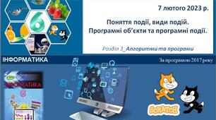 Презентація "Поняття події, види подій. Програмні об'єкти та програмні події"_6 клас