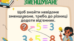Картка-правило "Знаходимо невідоме зменшуване"