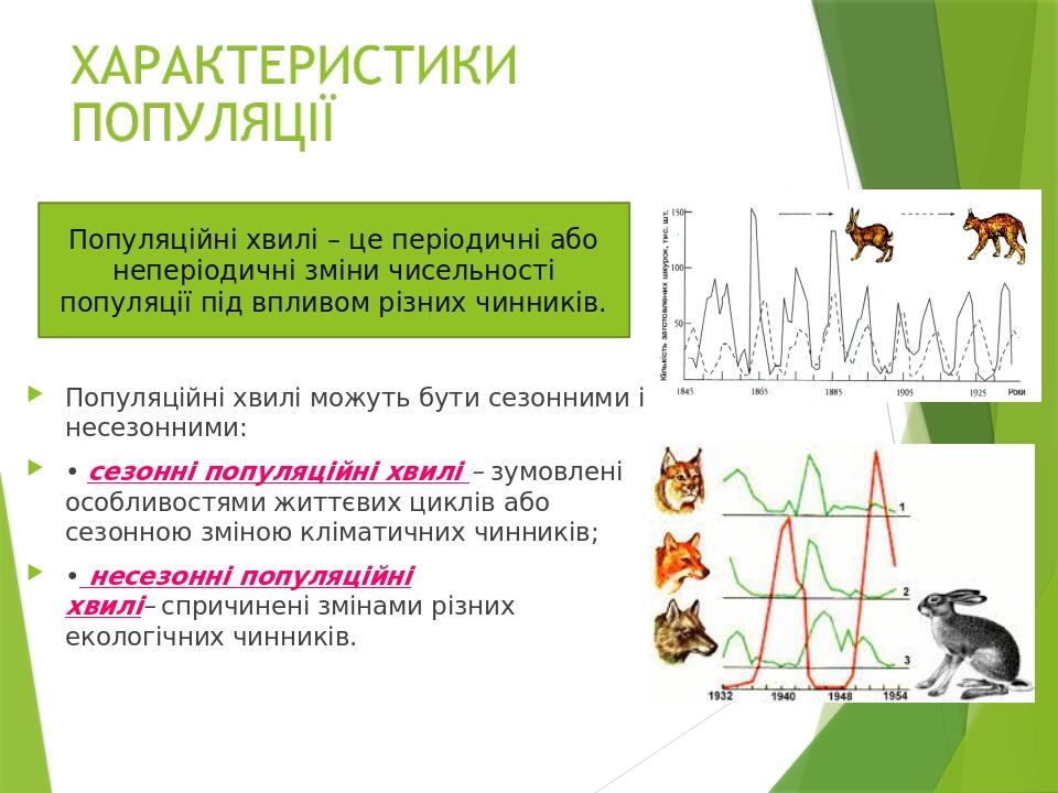 Популяційні хвилі можуть бути сезонними і несезонними: • сезонні популяційні хвилі – зумовлені особливостями життєвих циклів або сезонною зміною кл...