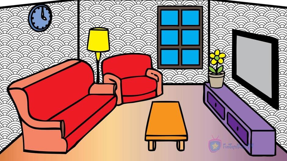 How to Draw Livingroom Coloring Pages for Kids Learn Colors with Baby - Living room - YouTube