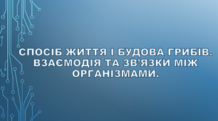 Спосіб життя і будова грибів. Взаємодія та зв’язки між організмами. 