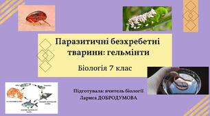 Паразитичні безхребетні тварини: гельмінти. Біологія 7 клас. Презентація