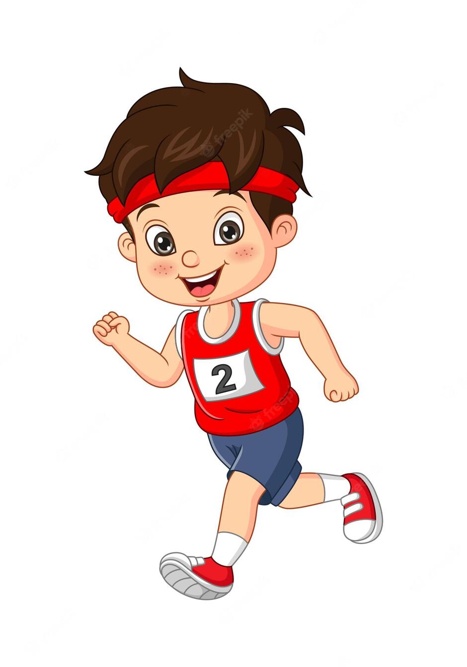 Premium Vector | Cute little runner boy cartoon on white background