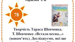 Творчість Тараса Шевченка. Т. Шевченко «Встала весна...» (напам’ять). Досліджуємо, які ще твори написав Тарас Шевченко.