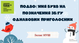 Презентація-конспект "ПОДВОЄННЯ БУКВ НА ПОЗНАЧЕННЯ ЗБІГУ ОДНАКОВИХ ПРИГОЛОСНИХ" 5 клас НУШ