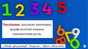 Числівник: загальне значення, морфологічні ознаки, синтаксична роль. 6 клас. Презентація. (Анімована презентація за посиланням в Canva).