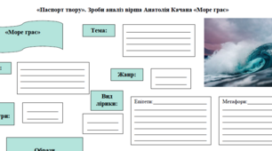 НУШ 5 клас. Анатолій Качан. «Паспорт твору «Море грає»