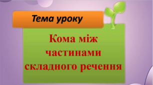 Кома між частинами складного речення. Українська мова 5 клас.