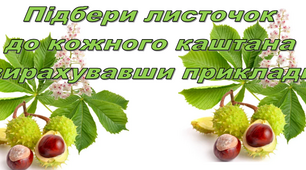 Підбери листочок до кожного каштана  вирахувавши приклади
