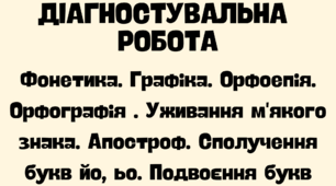 Діагностувальна робота. Фонетика. Графіка. Орфоепія. Орфографія . Уживання м'якого знака. Апостроф.  Сполучення букв йо, ьо. Подвоєння букв