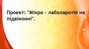 Проект: "Мікро - лаболаторія на підвіконні"