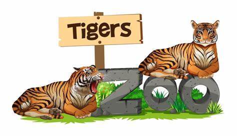 Two tigers on zoo sign 296424 Vector Art at Vecteezy