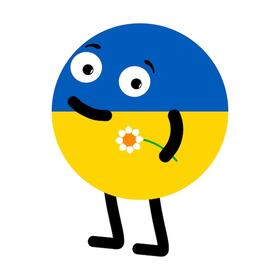 Premium Vector | Goodwill character country with chamomile flower in hand peaceful kind ukrainian cartoon character smiling ukraine country icon in colors of the national flag symbolizes peacefulness friendliness