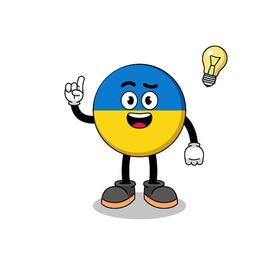 Карикатура на украинский флаг с идеей позы дизайна персонажей | Премиум векторы