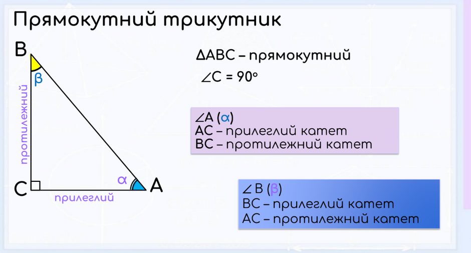 Синус, косинус, тангенс, котангенс гострого кута прямокутного ...