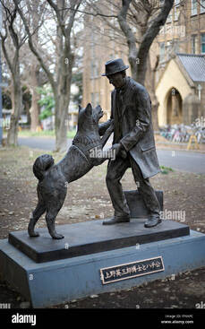 L'île de Honshu, Japon, Tokyo, Kanto, statues de Hidesaburō Ueno et son chien Hachiko Photo Stock - Alamy