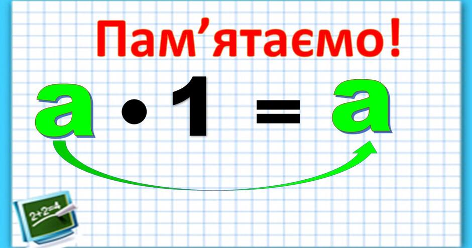 Множення числа на 1 | Презентація. Математика