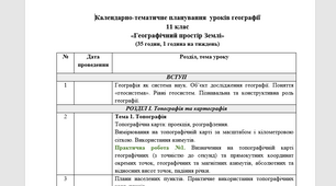 Календарно-тематичне планування  уроків географії 11 клас