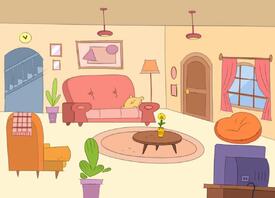ArtStation - Living Room Cartoon Concept