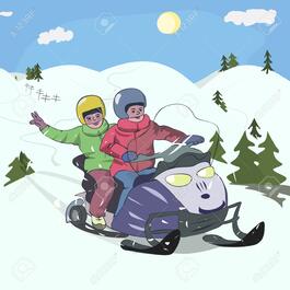 Cartoon Illustration Of Boys Driving Snowmobile At Low Mountains Landscape Royalty Free SVG, Cliparts, Vectors, And Stock Illustration. Image 49209568.