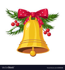 Christmas bells with bow and berries holiday Vector Image