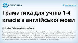 Граматика для учнів 1-4 класів з англійської мови