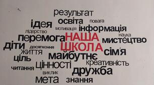 Хмара слів в фойє,  або коридор школи: "Наша школа"