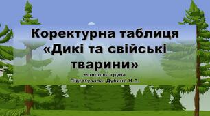 Коректурна таблиця "Дикі та свійські тварини"