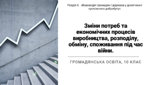 Зміни потреб та економічних процесів виробництва, розподілу, обміну, споживання під час війни